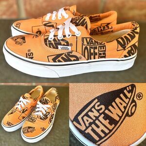 VANS Era Off the Wall Logo Mix Tangerine/Black Sneakers Mens 6 Womens 7.5